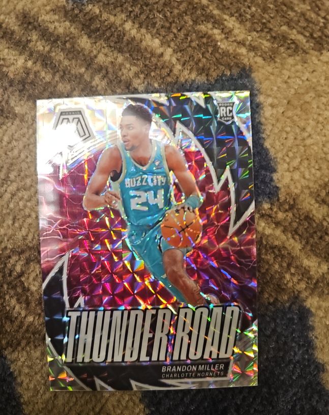 2023-24 Panini Mosaic #19 Brandon Miller Thunder Road Mosaic Green Prizm RC — front