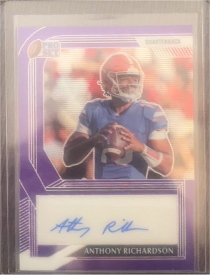2022 Leaf Pro Set Metal #PA-AR1 Anthony Richardson Silver Wave Prospect Auto — front