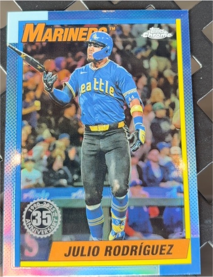 2025 Topps Chrome 1990 Topps 35th Anniversary #90CB-6 Julio Rodríguez — front