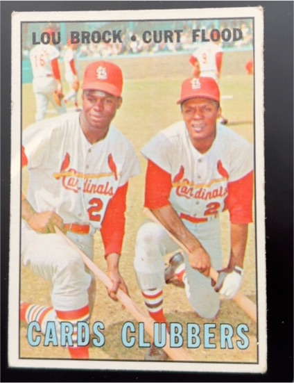 1967 Topps #63 Lou Brock/Curt Flood Cards Clubbers — front