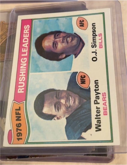 1977 Topps #3 1976 Rushing Leaders Walter Payton / O.J. Simpson — front