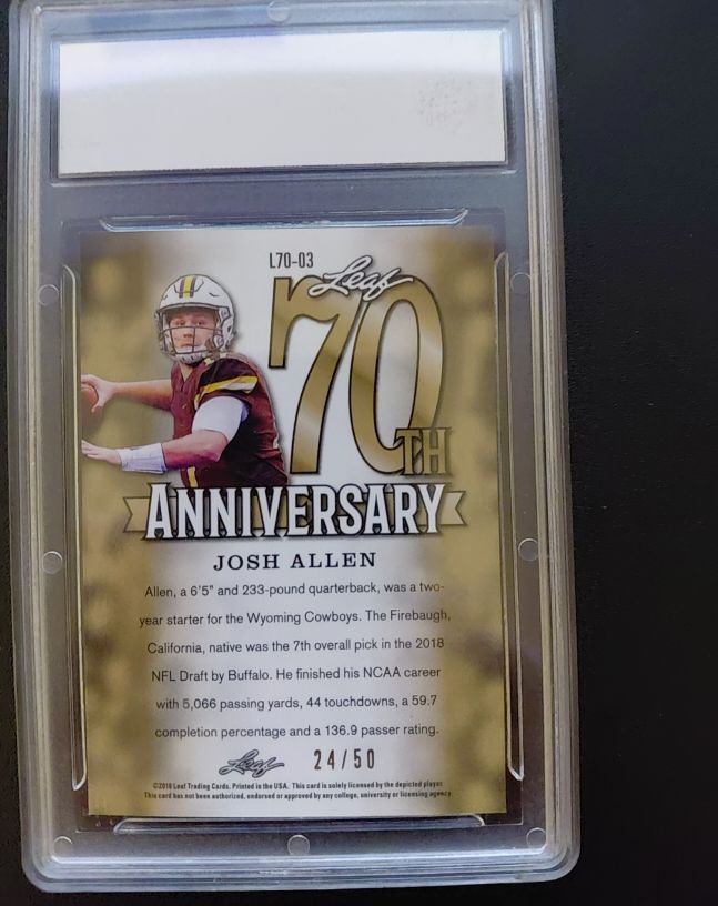 2018 Leaf 70th Anniversary #L70-03 Josh Allen — front