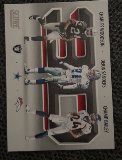 2021 Score #3D5 Champ Bailey / Charles Woodson / Deion Sanders — front