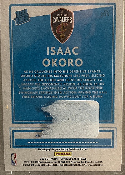2020-21 Panini Donruss Basketball #203 Isaac Okoro — front