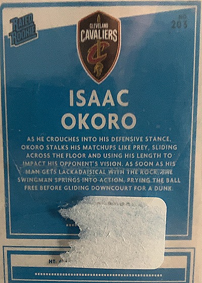 2020-21 Donruss Rated Rookie #203 Isaac Okoro — back