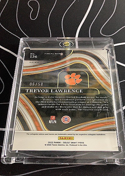2022 Panini Select Draft Picks #136 Trevor Lawrence — back
