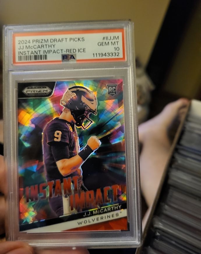 2024 Panini Prizm Draft Picks #II-JJM J.J. McCarthy Instant Impact Red Ice — front