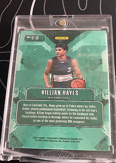 2020 Panini Collegiate Chronicles Downtown #D-16 Killian Hayes — back