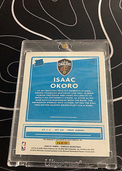2020-21 Panini Donruss #203 Isaac Okoro — back