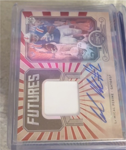 2020 Panini Legacy Futures Patch Autographs #FP-LP La'Mical Perine — front