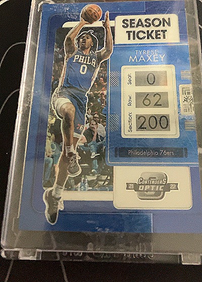 2021-22 Panini Contenders Optic Season Ticket #15 Tyrese Maxey — front
