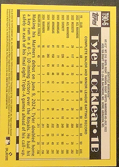 2025 Topps #T90-6 Tyler Locklear — back