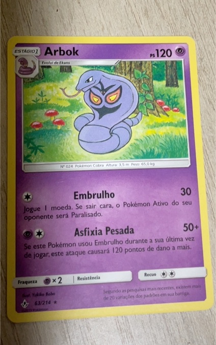 2019 Pokémon Sun & Moon Unbroken Bonds #63 Arbok — front