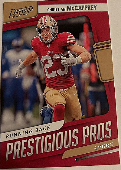 2024 Panini Prestige Prestigious Pros #PP-CMY Christian McCaffrey — front