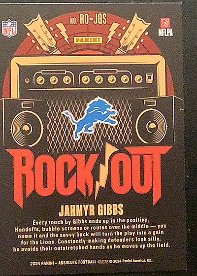 2024 Panini Absolute Football Rock Out #RO-JGS Jahmyr Gibbs — front