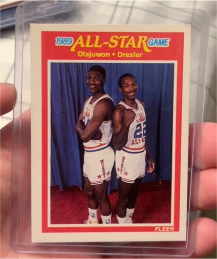 1989 Fleer #164 Hakeem Olajuwon & Clyde Drexler — front