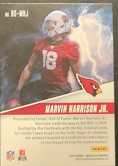 2024 Panini Absolute By Storm #BS-MHJ Marvin Harrison Jr. — back