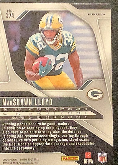 2024 Panini Prizm #374 Marshawn Lloyd — back