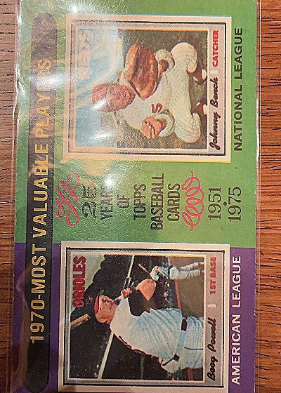 1975 Topps #208 1970 MVPs Boog Powell / Johnny Bench — front
