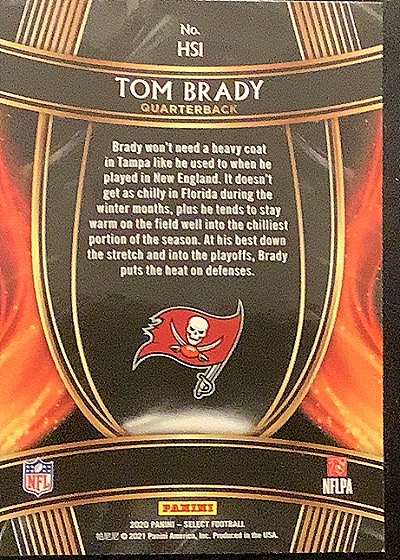 2020 Panini Select #HS1 Tom Brady — back