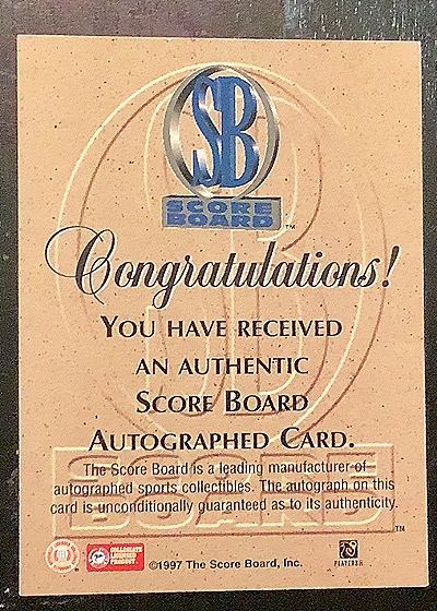 1997 Score Board Visions Signings Artistry Peter Boulware — back