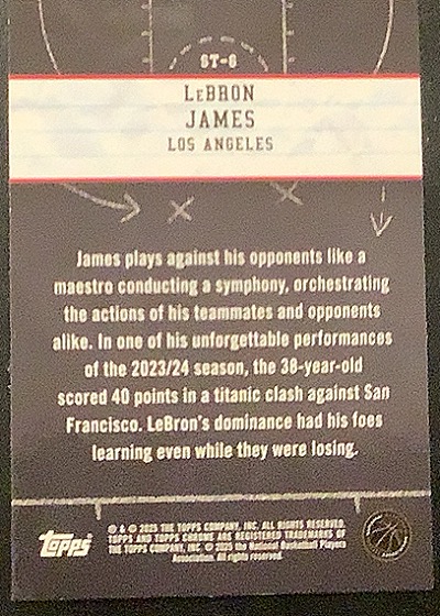 2024-25 Topps Chrome #ST-6 LeBron James Show and Tell — back