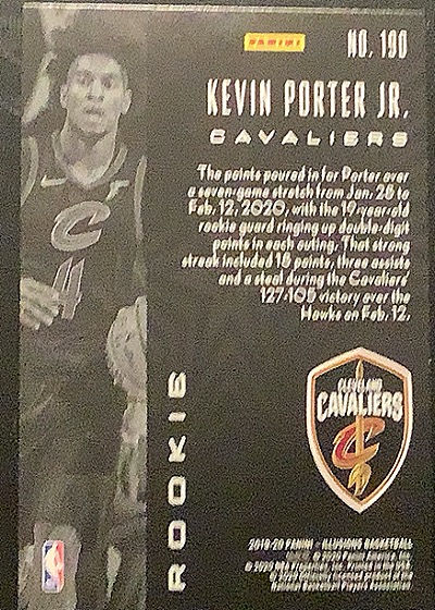 2019-20 Panini Illusions #190 Kevin Porter Jr. — back