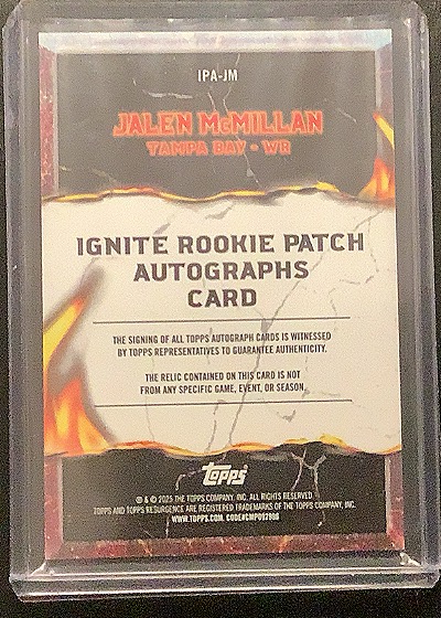 2024 Topps Resurgence Ignite Rookie Patch Autographs #IPA-JM Jalen McMillan — back