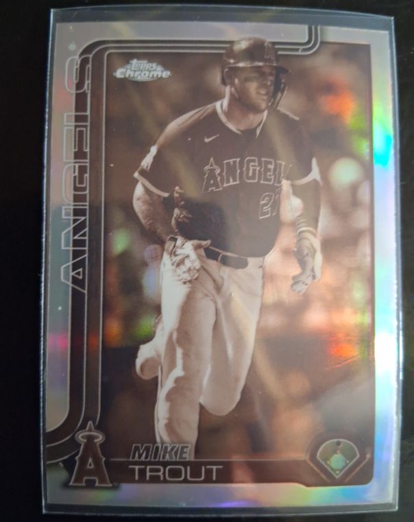 2025 Topps Chrome #100 Mike Trout Sepia Refractor — front