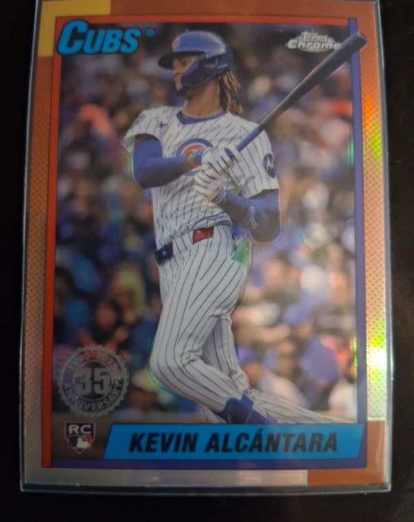 2025 Topps Chrome #90CB-14 Kevin Alcántara 35th Anniversary Insert Cubs Rookie Card — front