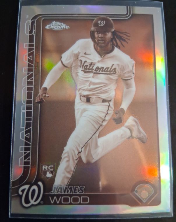 2025 Topps Chrome #132 James Wood Sepia Refractor Rookie Card — front