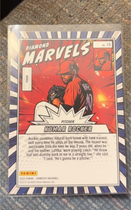 2025 Panini Donruss Diamond Marvels #15 Kumar Rocker — front