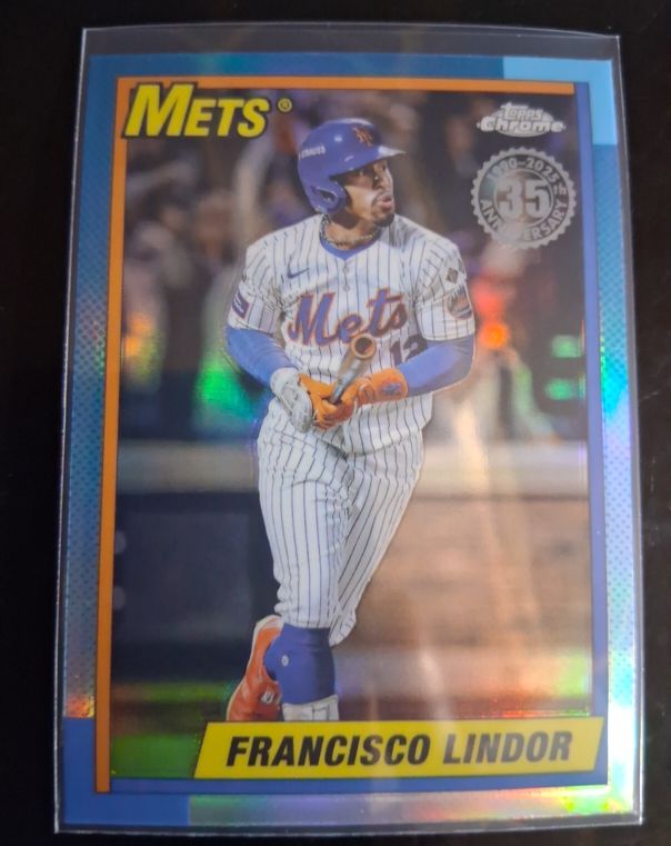 2025 Topps Chrome #90CB-10 Francisco Lindor 1990 35th Anniversary Refractor — front