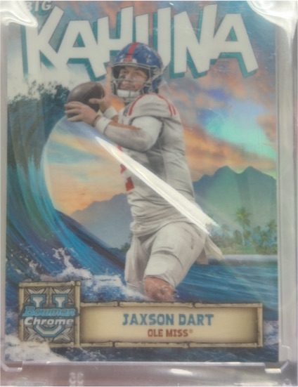 2024 Bowman University Chrome #BK-17 Jaxson Dart Big Kahuna SSP - Ole Miss — front