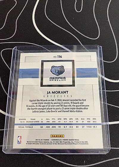 2019-20 Panini Chronicles #116 Ja Morant — back