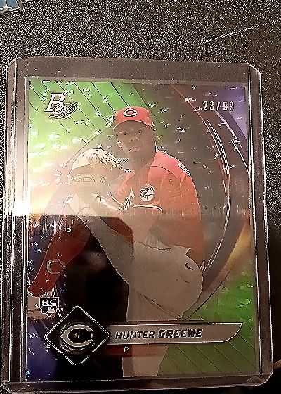 2022 Bowman Chrome Prospects Green Speckle #BCP-33 Hunter Greene — front