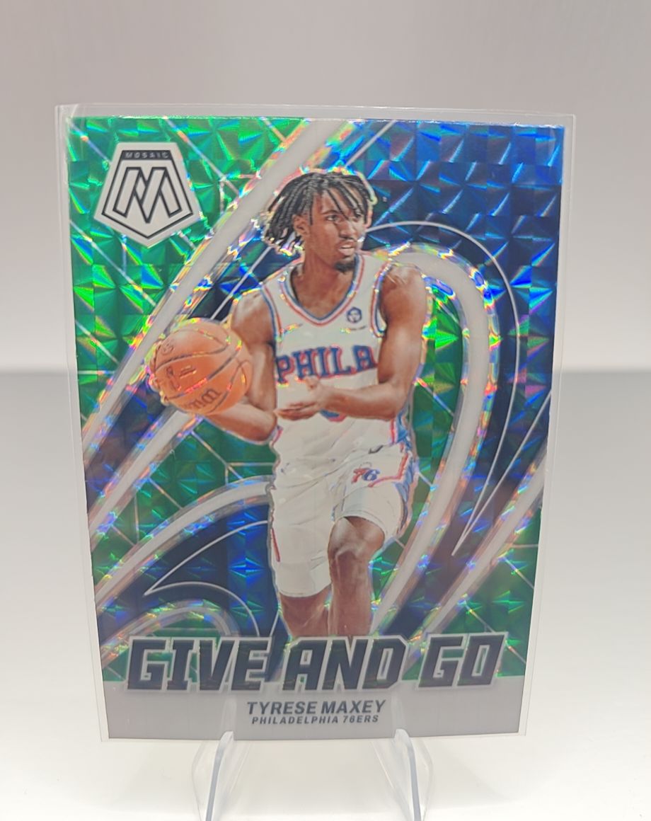 2023-24 Panini Mosaic #14 Tyrese Maxey Give and Go Philadelphia 76ers — front