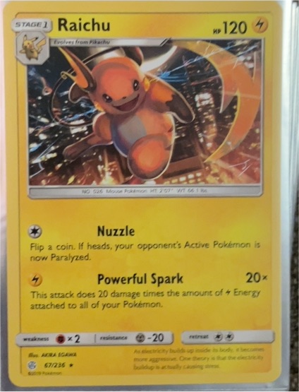2019 Pokémon Sun & Moon Cosmic Eclipse #67 Raichu — front