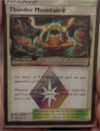 2018 Pokémon TCG Lost Thunder #191 Thunder Mountain Prism Star — front