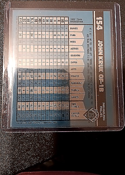 1990 Bowman #154 John Kruk — back