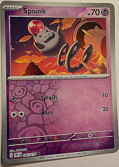 2023 Pokémon Obsidian Flames #090 Spoink — front