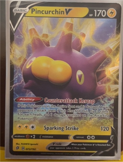 2020 Pokémon Rebel Clash #072 Pincurchin V — front