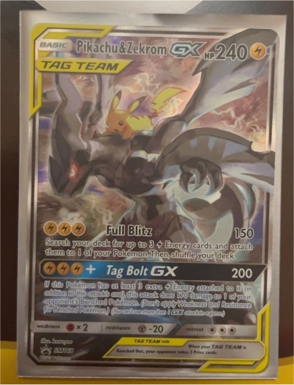 2019 Pokemon SM168 Pikachu & Zekrom GX Tag Team Full Art Promo — front