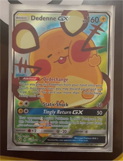 2020 Pokémon TCG Unbroken Bonds #195a Dedenne GX — front