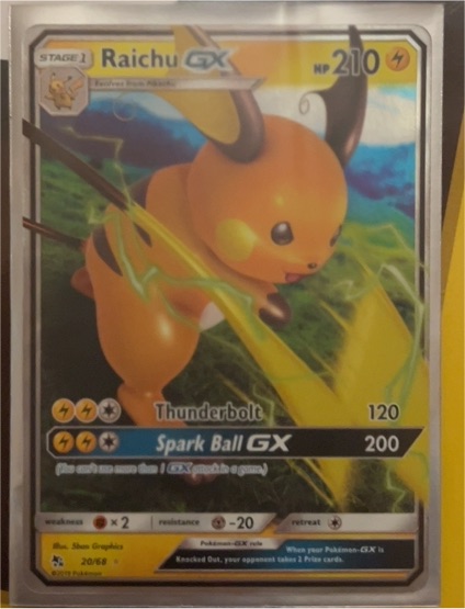 2019 Pokémon Hidden Fates #20 Raichu GX — front