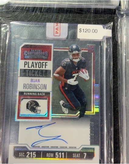 2023 Panini Contenders #103 Bijan Robinson Playoff Ticket Variation — front