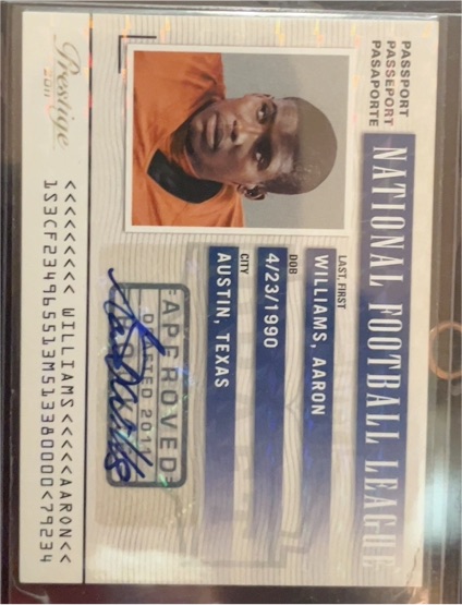 2011 Panini Prestige NFL Passport #2 Aaron Williams — front