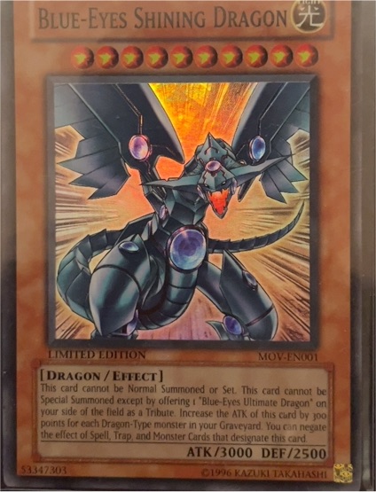 1996 Yu-Gi-Oh! MOV-EN001 Blue-Eyes Shining Dragon — front