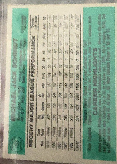 1984 Donruss #84 Michael Jack Schmidt — back