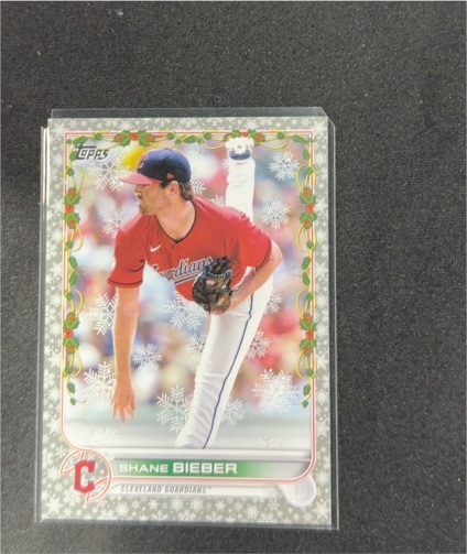2022 Topps Holiday #HW126 Shane Bieber — front